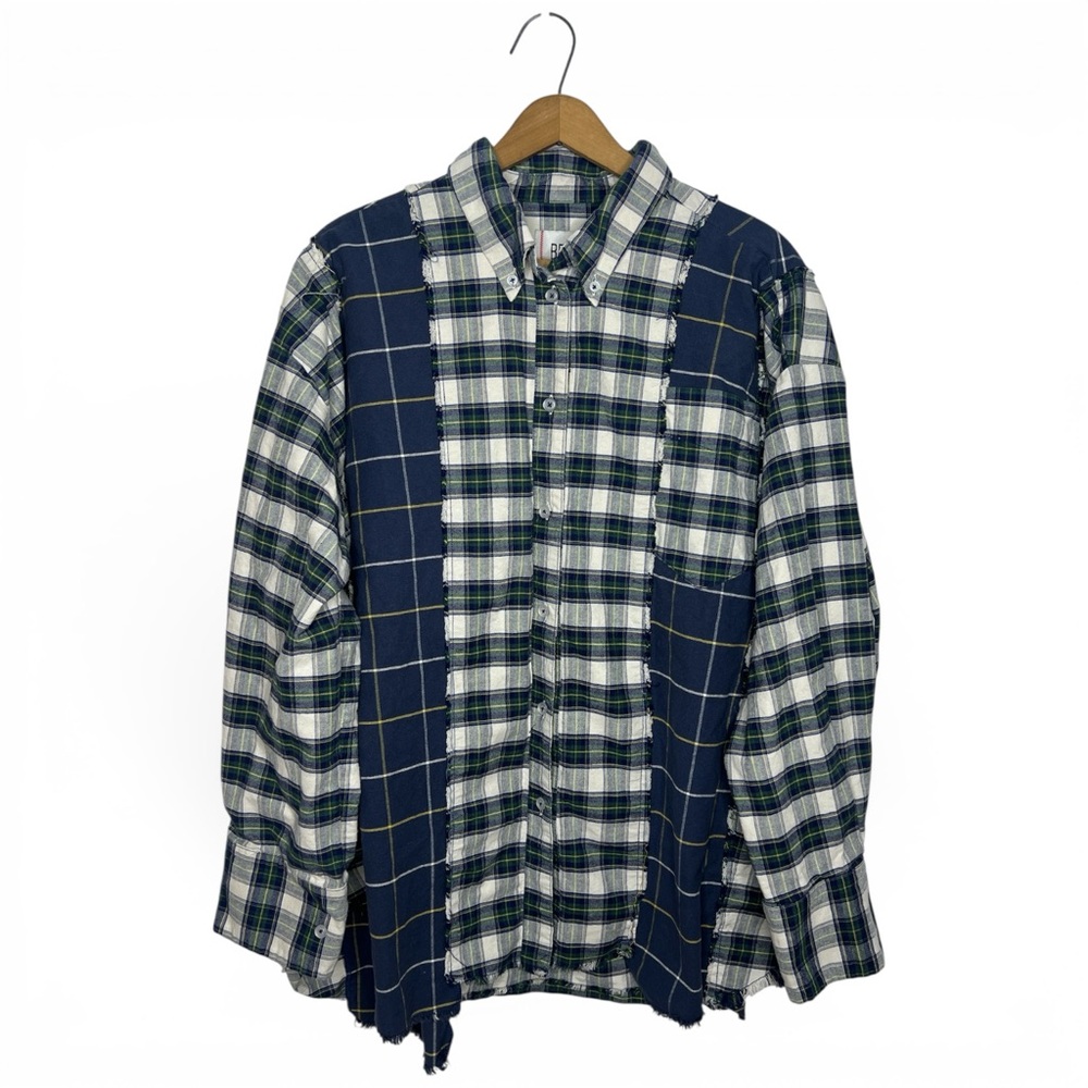 Bdg Spliced Dad Button Down Plaid Patchwork Shirt… - image 2
